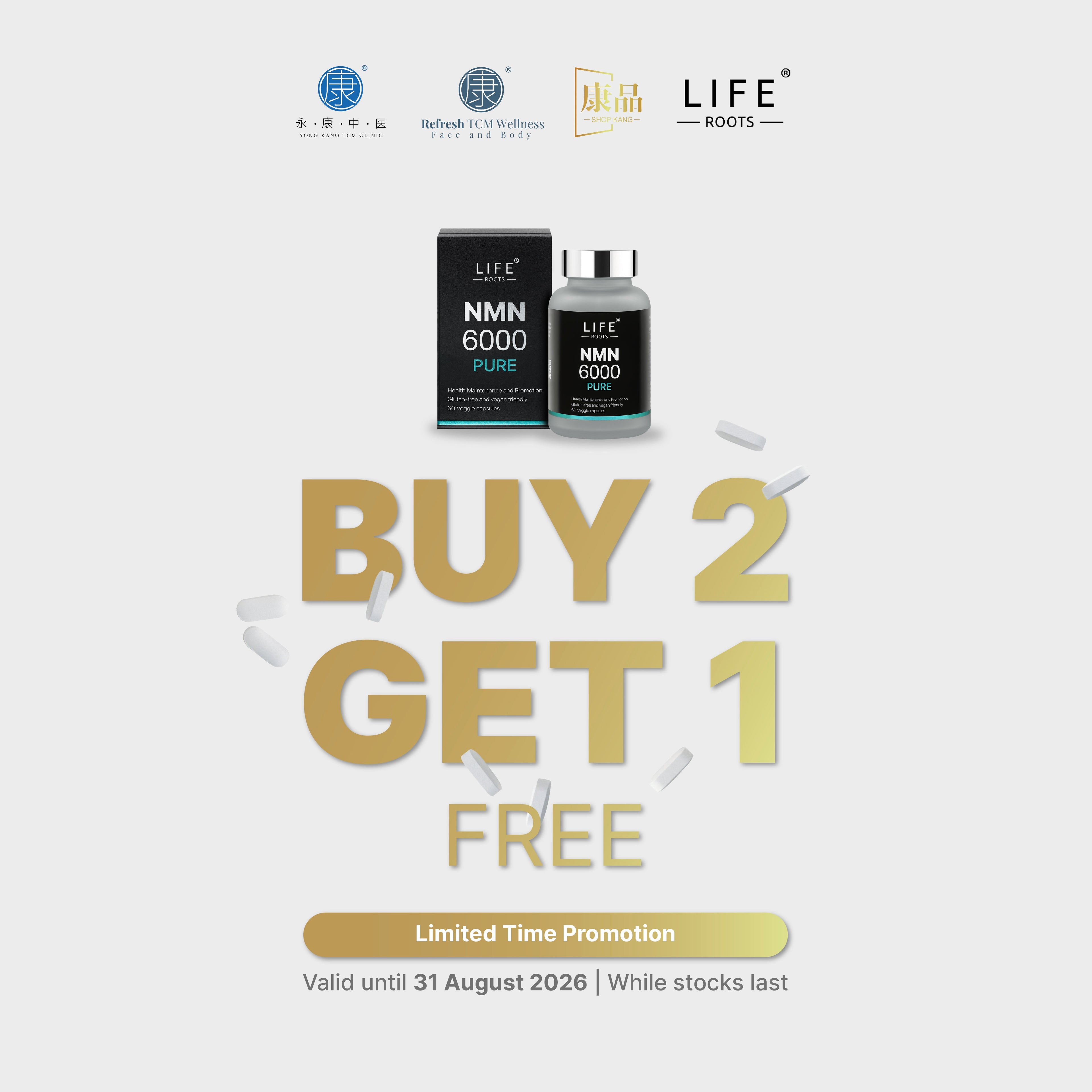 Life Roots NMN6000 Pure – Buy 2 Free 1 (Limited Time)